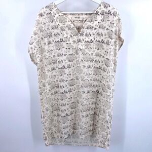 Golden by TNA Aritzia Linen Floral‎ Tunic Shift Dress Size Small Neutral Beach